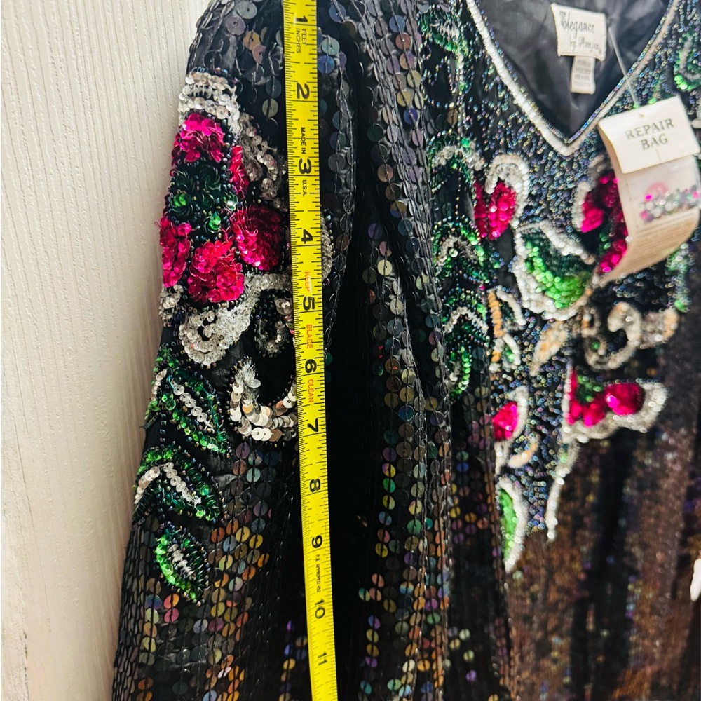 Elegance by Anjani Black Sequin Blouse with Floral Embroidery - Picture 8 of 10